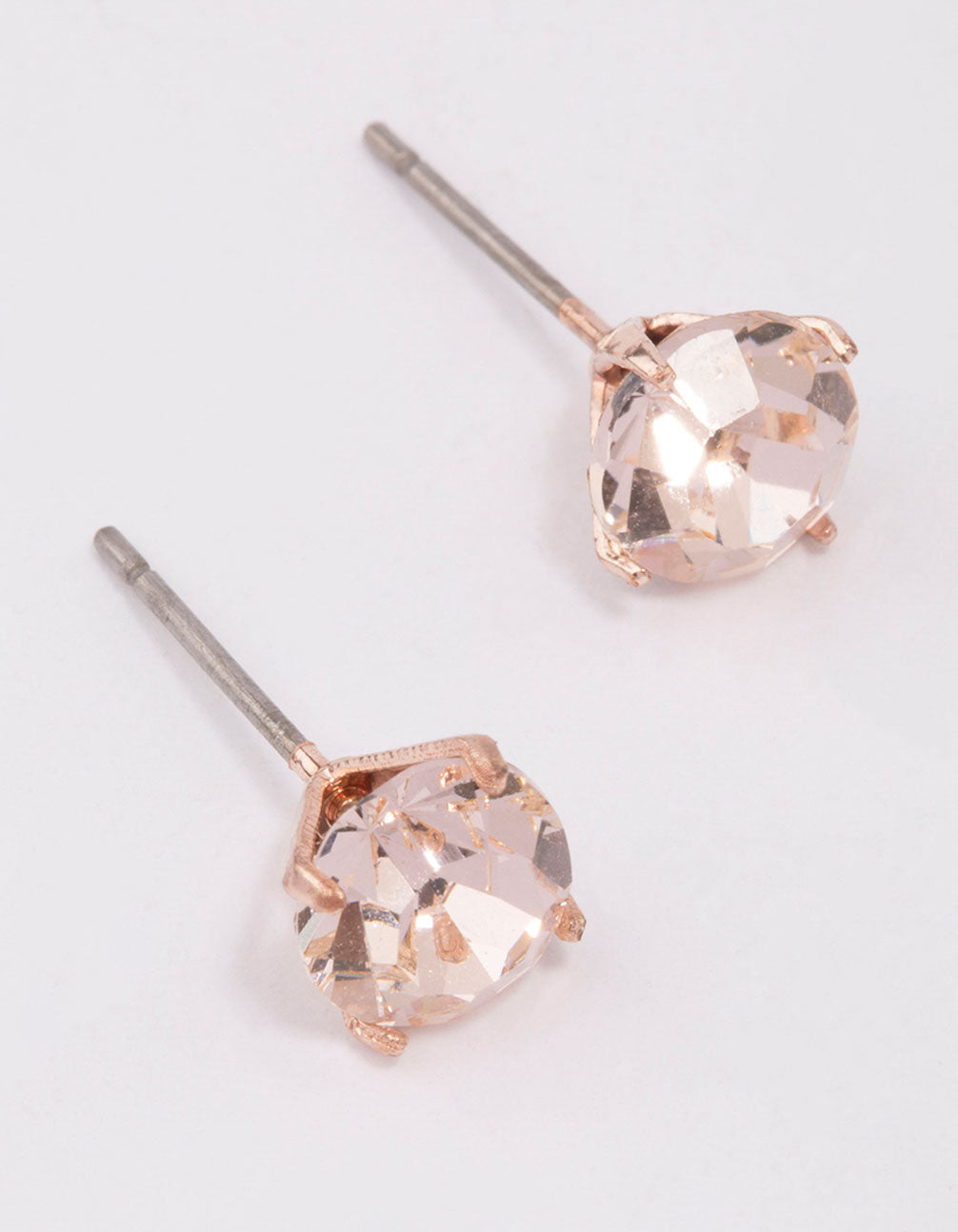 Rose Gold Pink Crystal Stud Earrings