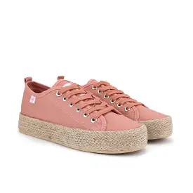 Rose pink canvas lace-up espadrille sneakers