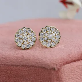 Round Cluster Diamond Stud Earrings