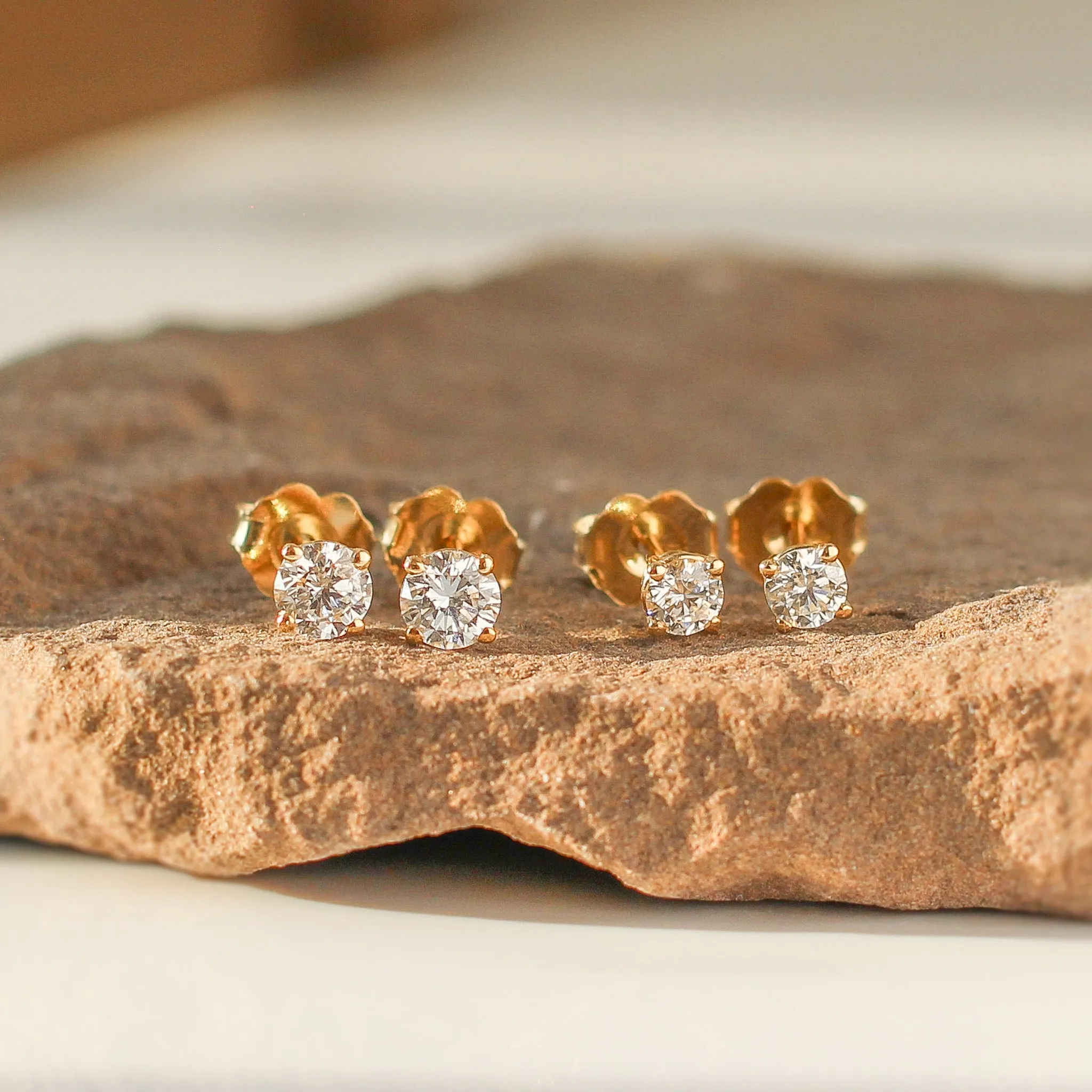 Round Lab Diamond Stud Earrings