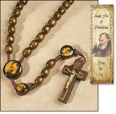 Saint Pio Rosary with bookmark and Saint Pio bracelet with story card. (BUNDLE!)