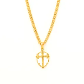 Shield of Faith Cross Pendant Necklace - Gold