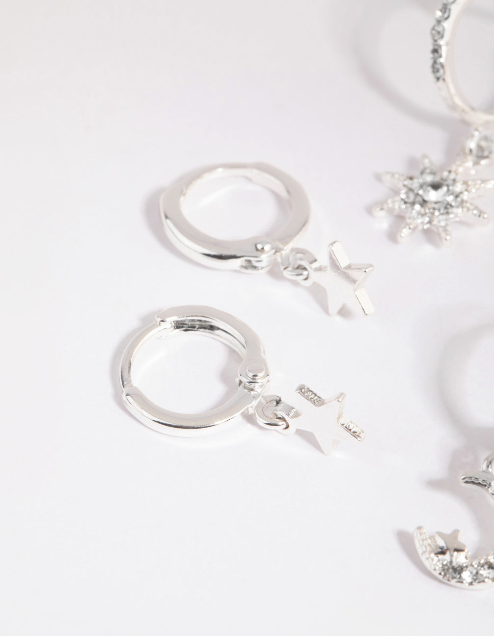 Silver Celestial Huggie Earring Pack