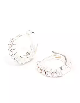 Silver Crystal Huggie Hoop Earrings