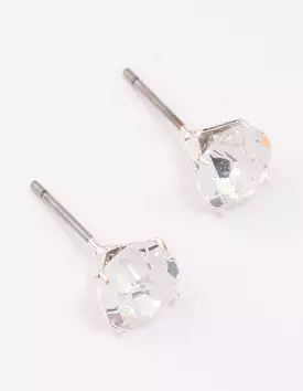 Silver Crystal Stud Earrings 7mm