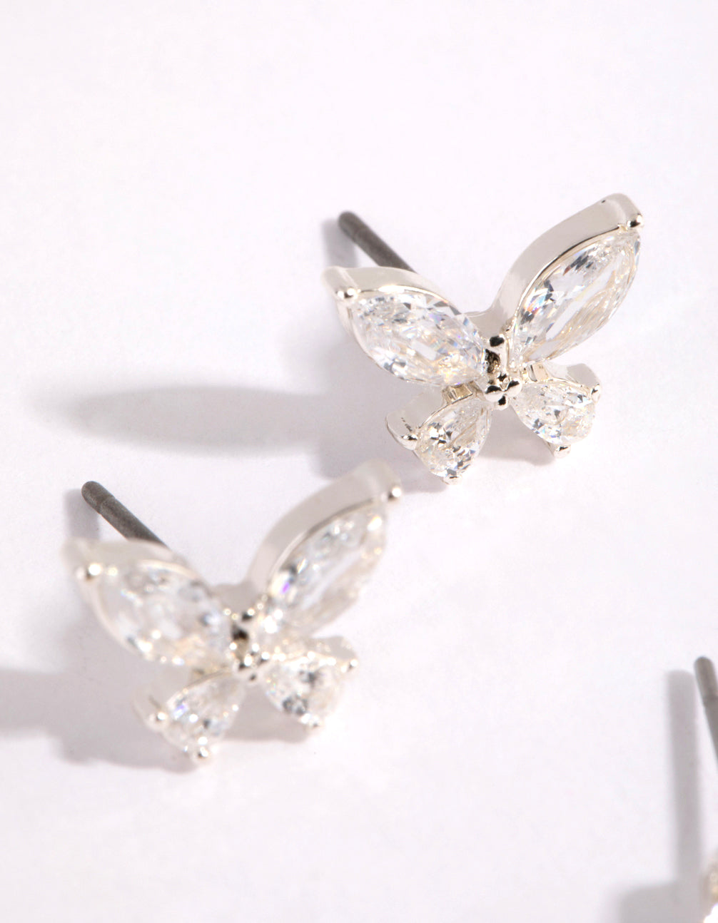 Silver Cubic Zirconia Butterfly Stud Earring Pack