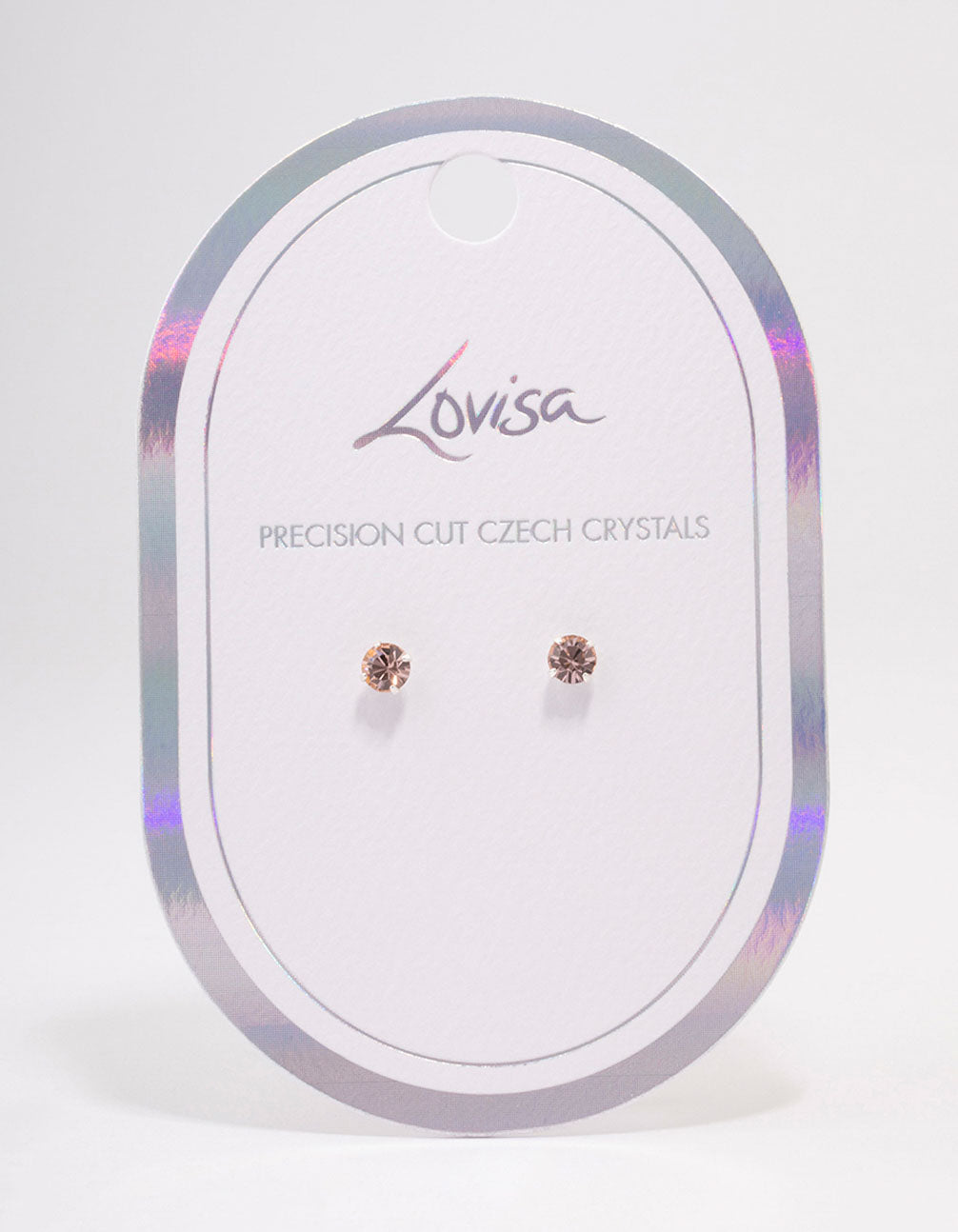 Silver Round Blush Crystal Stud Earrings