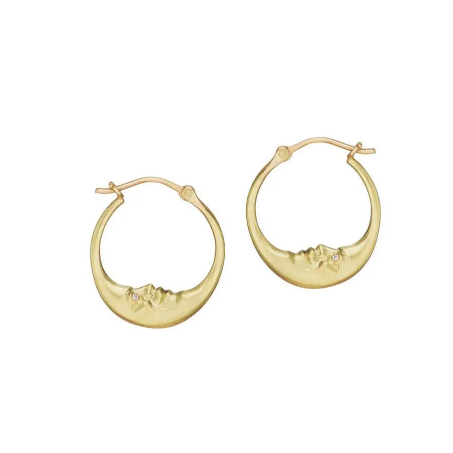 Small Crescent Moon Hoop Earrings - Anthony Lent