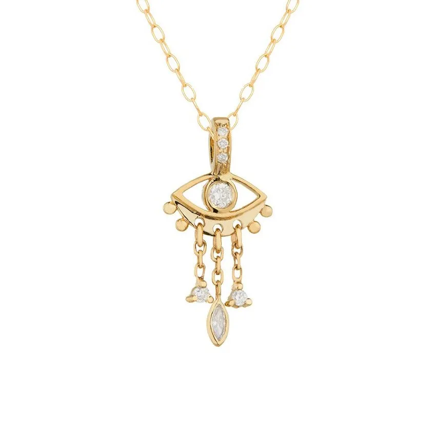 Small Diamond Eye & Dangling Details Necklace