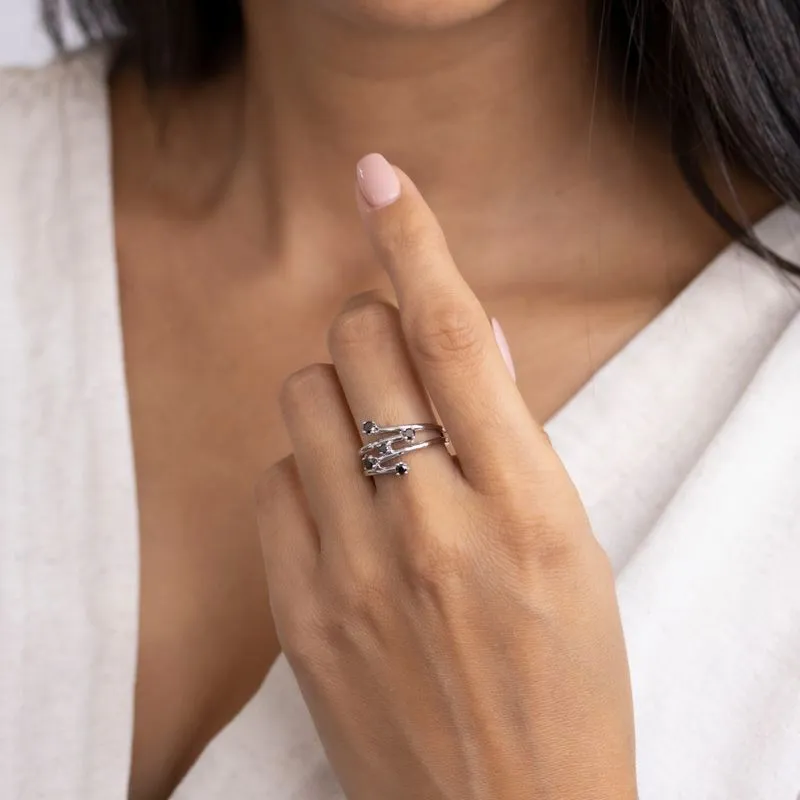 Spiral Multi-stone Gold Rings