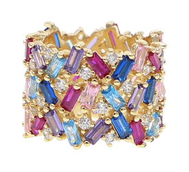 Stacy Rainbow Baguette Ring