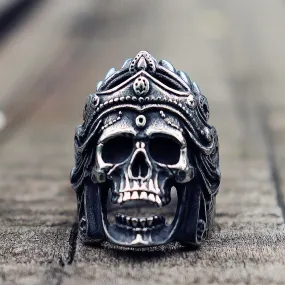 Stainless Steel Mahakali Helmet Skull Biker Rings