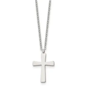 Stainless Steel Polished Small Cross Necklace, 18 Inch