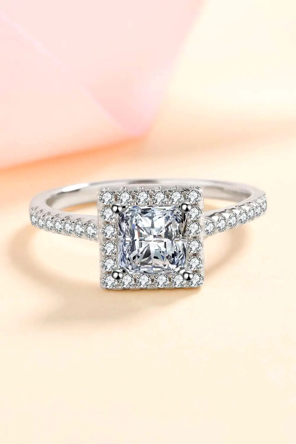 Sterling Silver Square Moissanite Ring