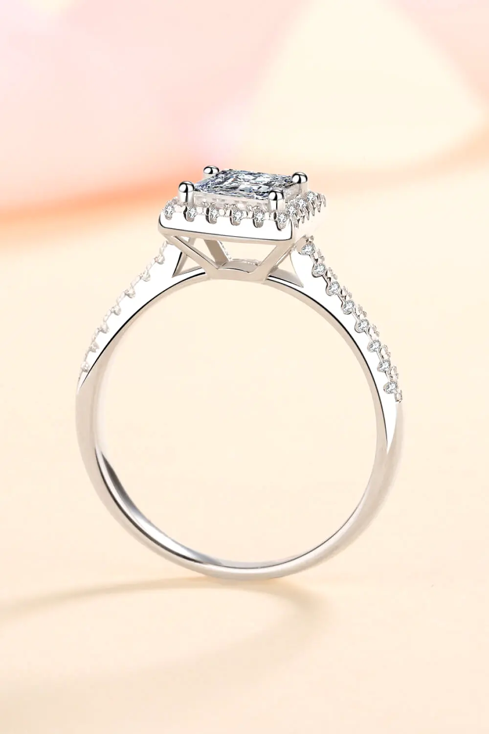 Sterling Silver Square Moissanite Ring