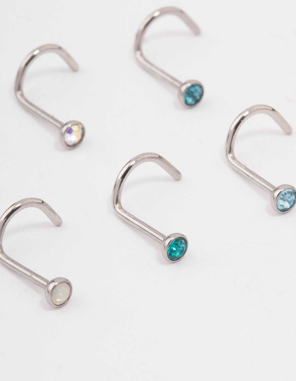 Surgical Steel Blue Mermaid Nose Piercing 6-Pack