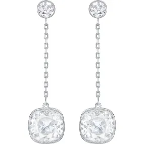 Swarovski Clear Pierced Earrings LATTITUDE Chain Rhodium -5391025