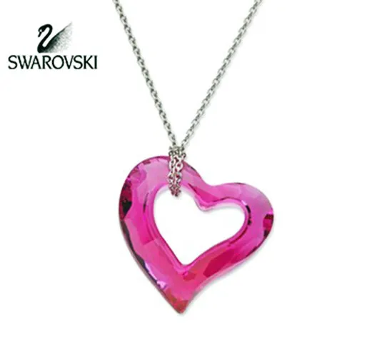 Swarovski Crystal LOVEHEART Fuchsia Small Pendant Necklace #5187362