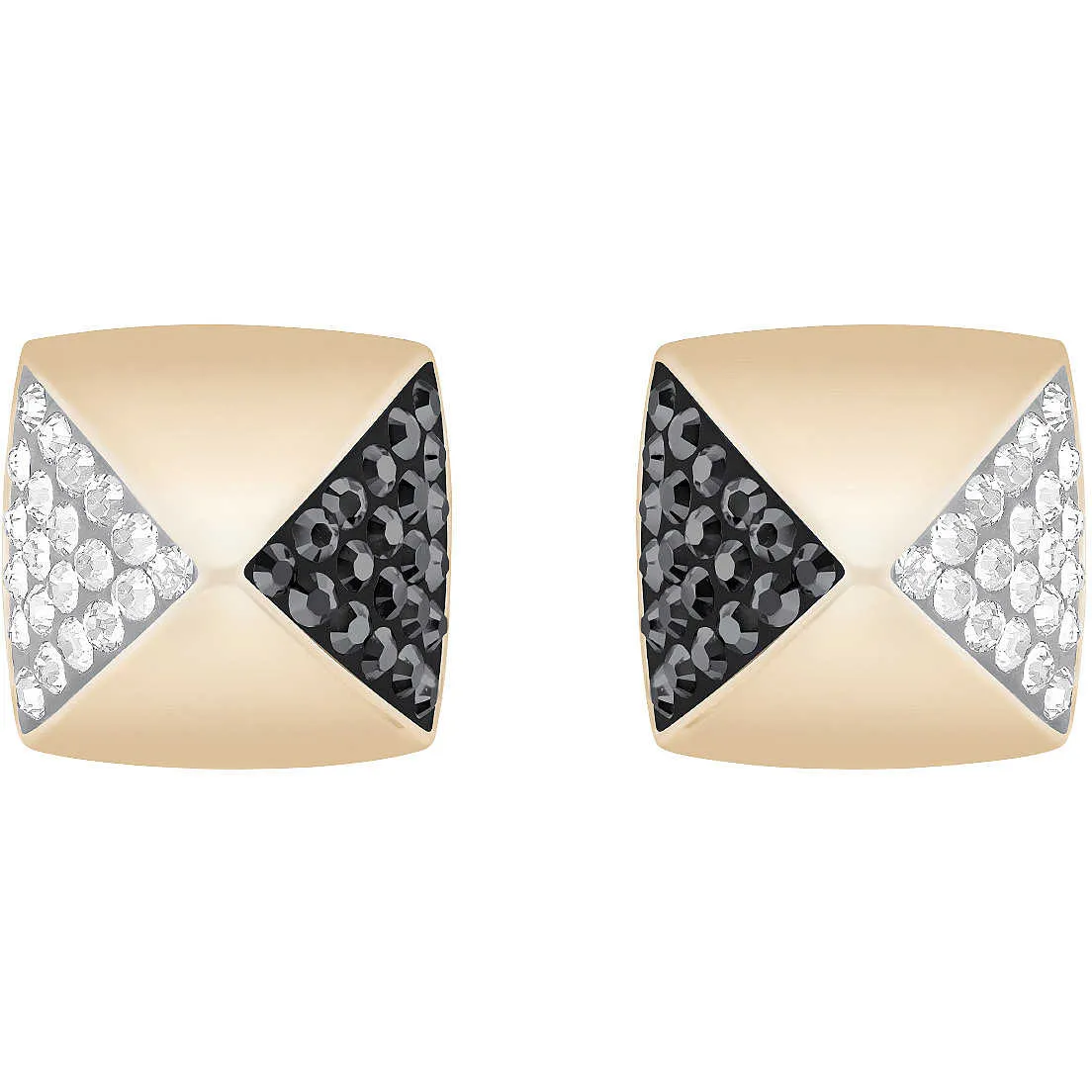 Swarovski Pierced Earrings GLANCE, Clear & Jet, Rose Gold- 5272101