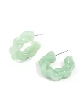 Teal Acrylic Twisted Rope Hoop Earrings