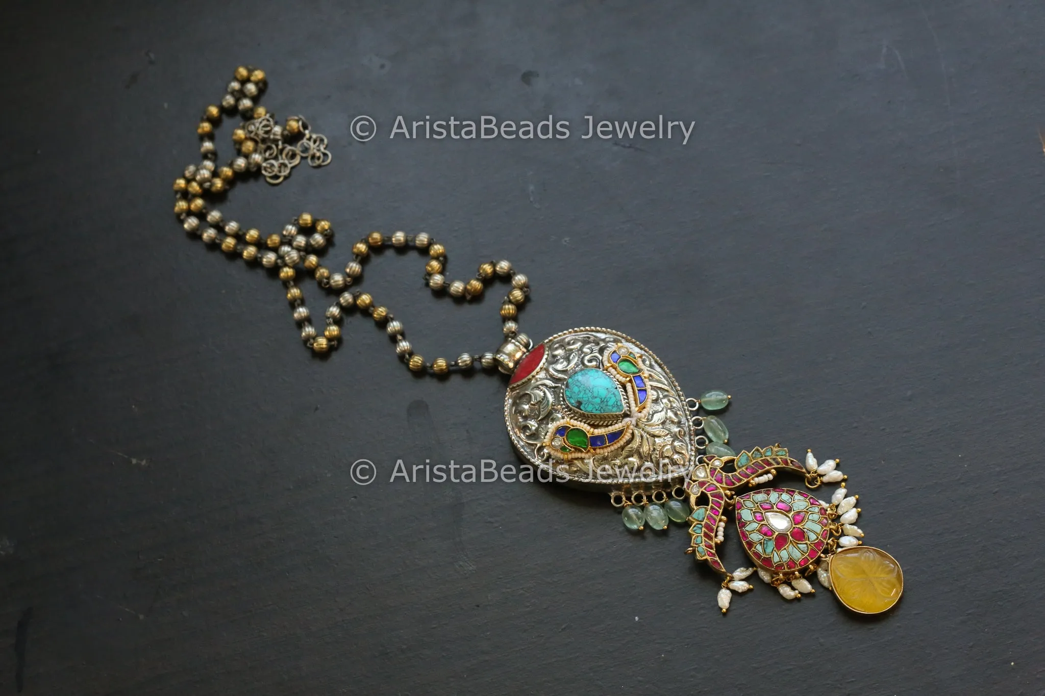 Tibetan Fusion Jadau Kundan Necklace Set (ABJ-N101-11)