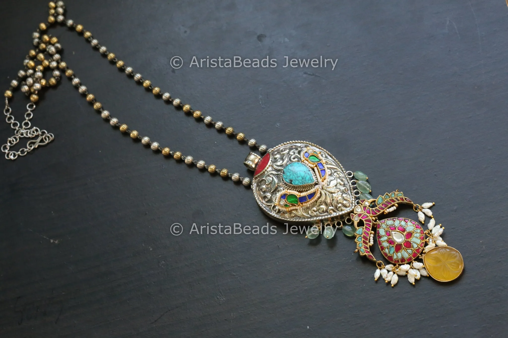 Tibetan Fusion Jadau Kundan Necklace Set (ABJ-N101-11)