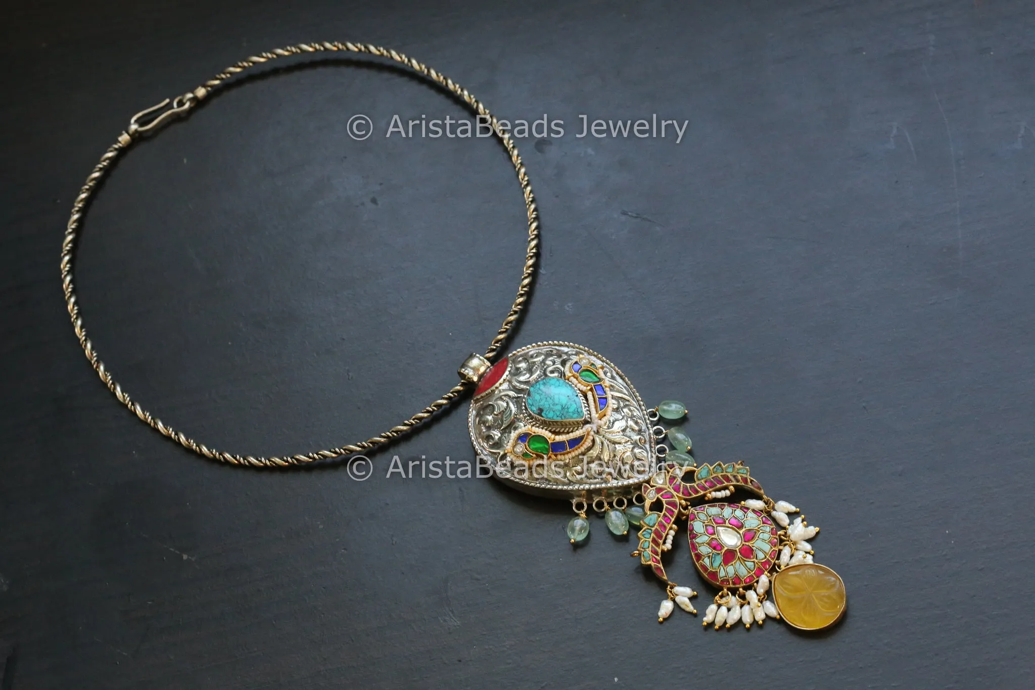 Tibetan Fusion Jadau Kundan Necklace Set (ABJ-N101-11)