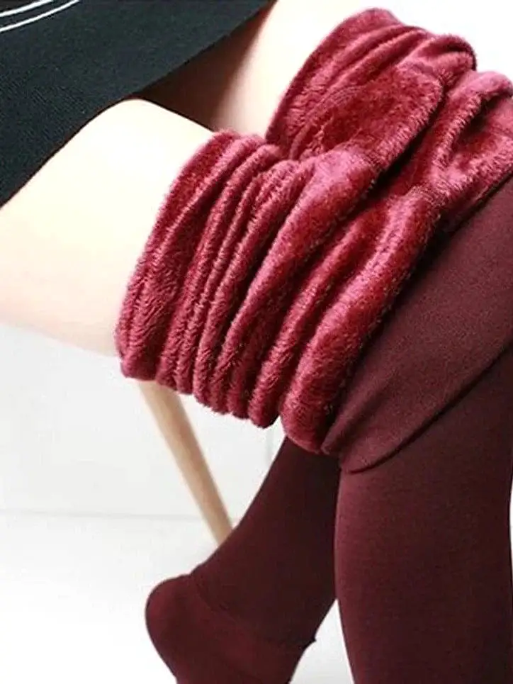 Ultra-Warm Fleece Lined Leggings for Women in Black and Wine