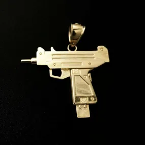 Uzi Gun 10K Yellow Gold Pendant