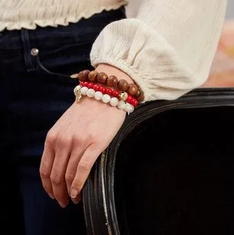 Victoire Reconstituted Red Coral Stretch Bracelet