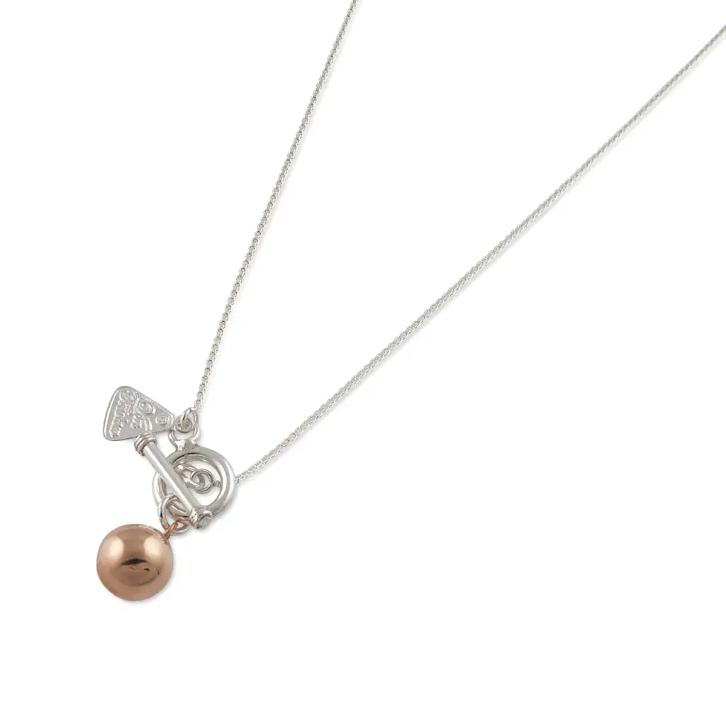 Von Treskow Box chain necklace with Rose Gold ball charm