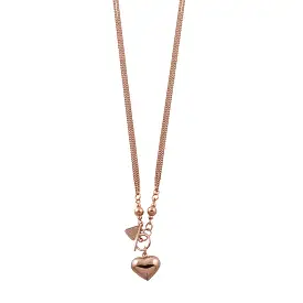 Von Treskow Rose Gold Fine Double Curb Heart Necklace