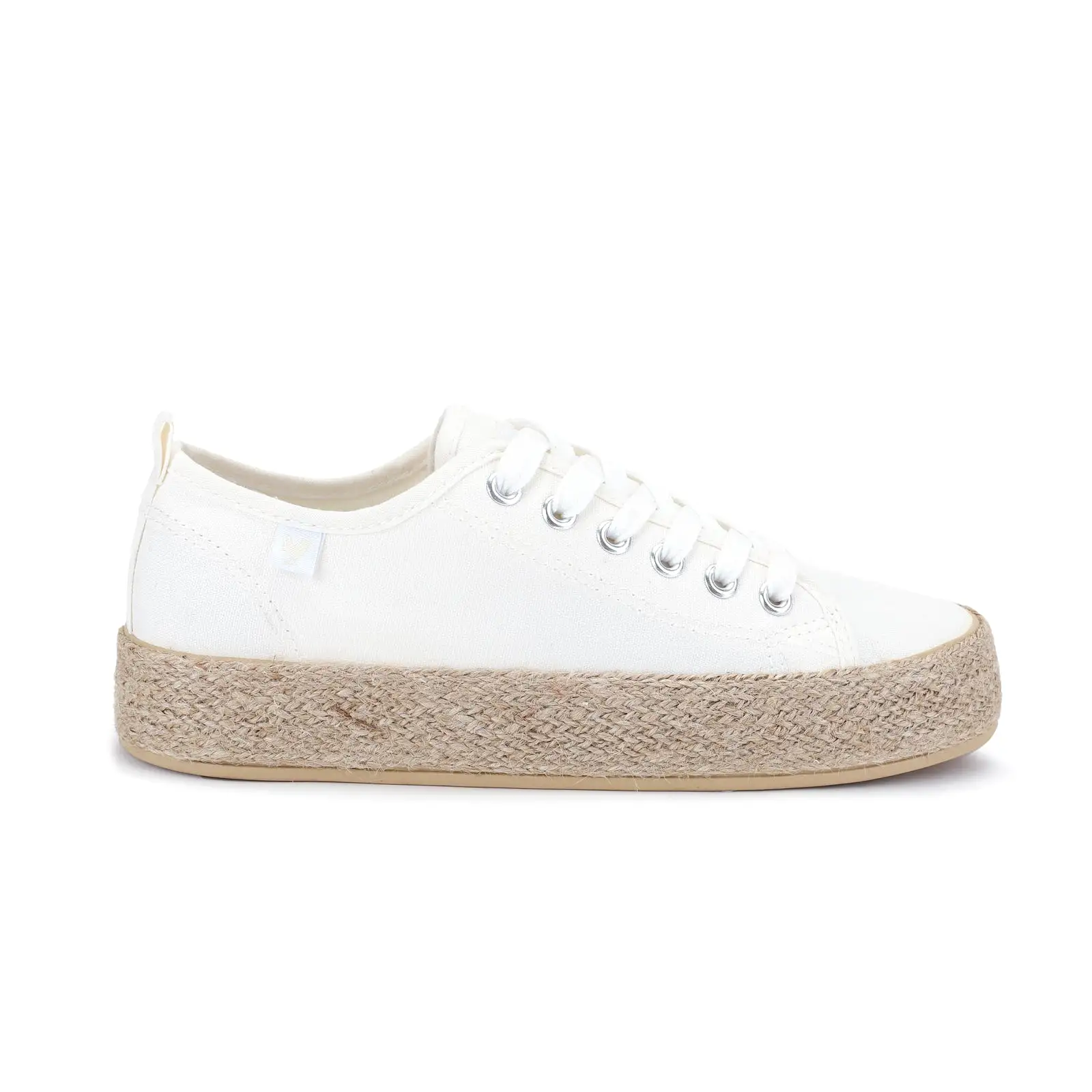 White canvas lace-up espadrille sneakers