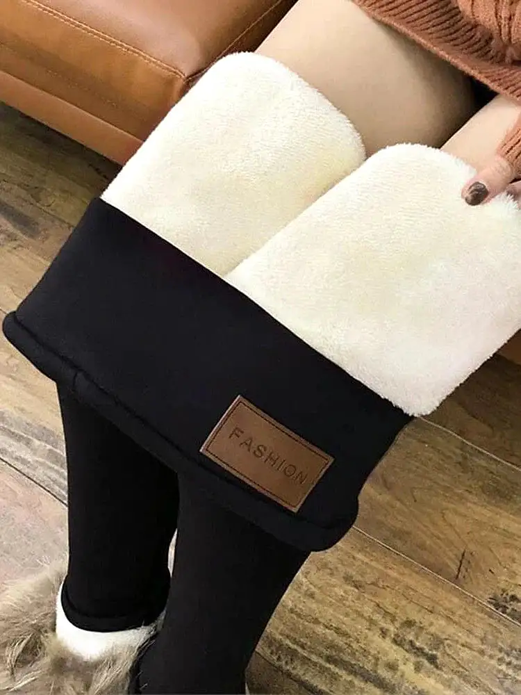 Winter Thermal Fleece-Lined Yoga Leggings for Women