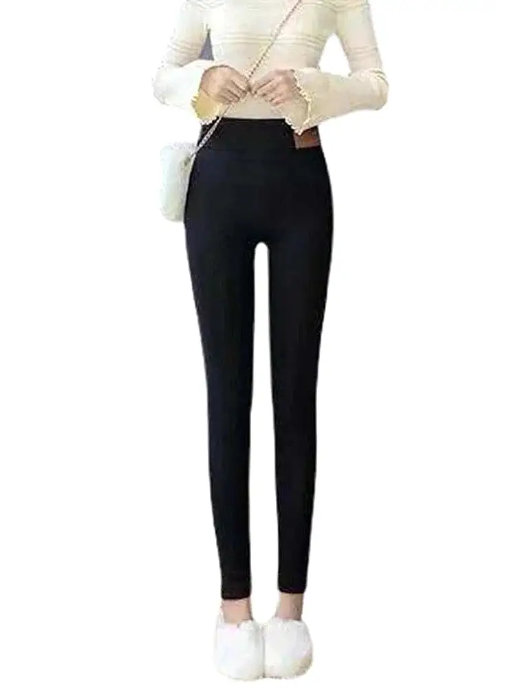 Winter Thermal Fleece-Lined Yoga Leggings for Women