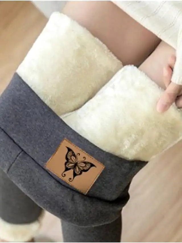 Women's High-Quality Fleece-Lined Winter Leggings with Side Pockets