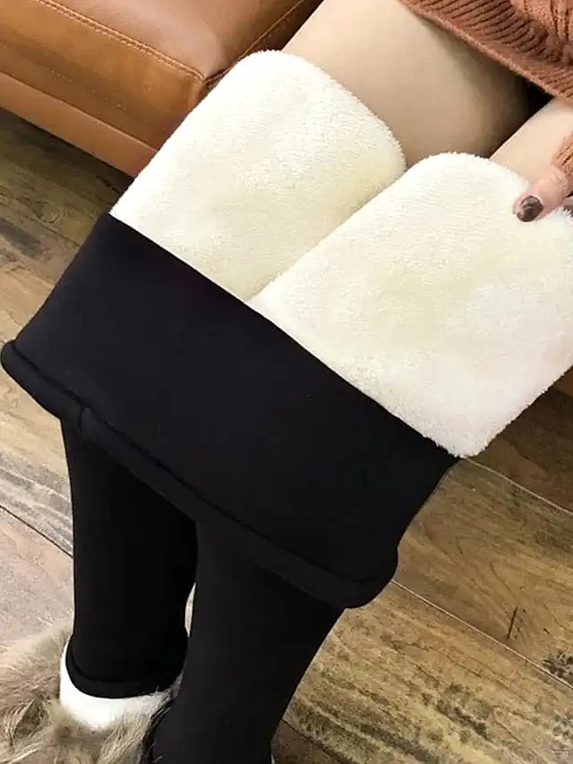 Women's High-Quality Fleece-Lined Winter Leggings with Side Pockets