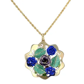 Yellow 14k gold multi flowers necklace