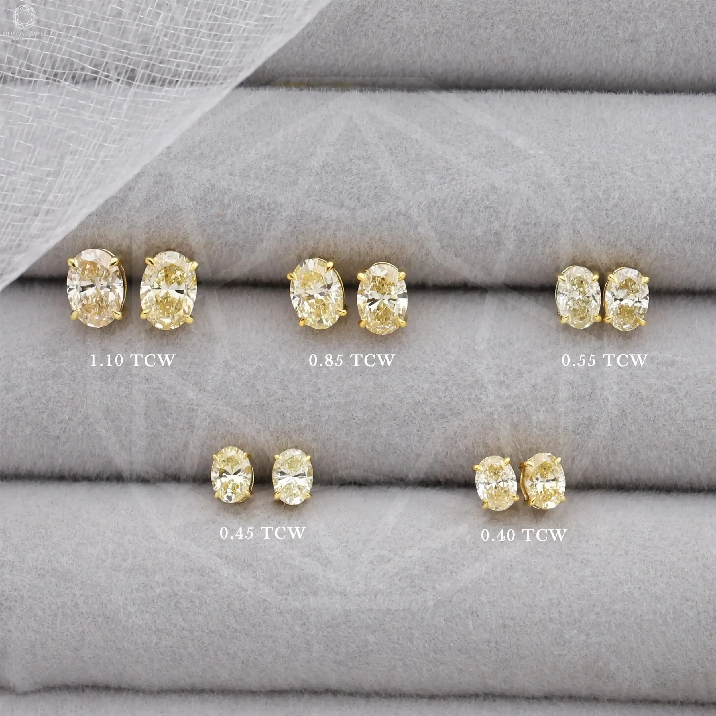 Yellow Oval Cut Lab Grown Diamond Screw Back Earrings