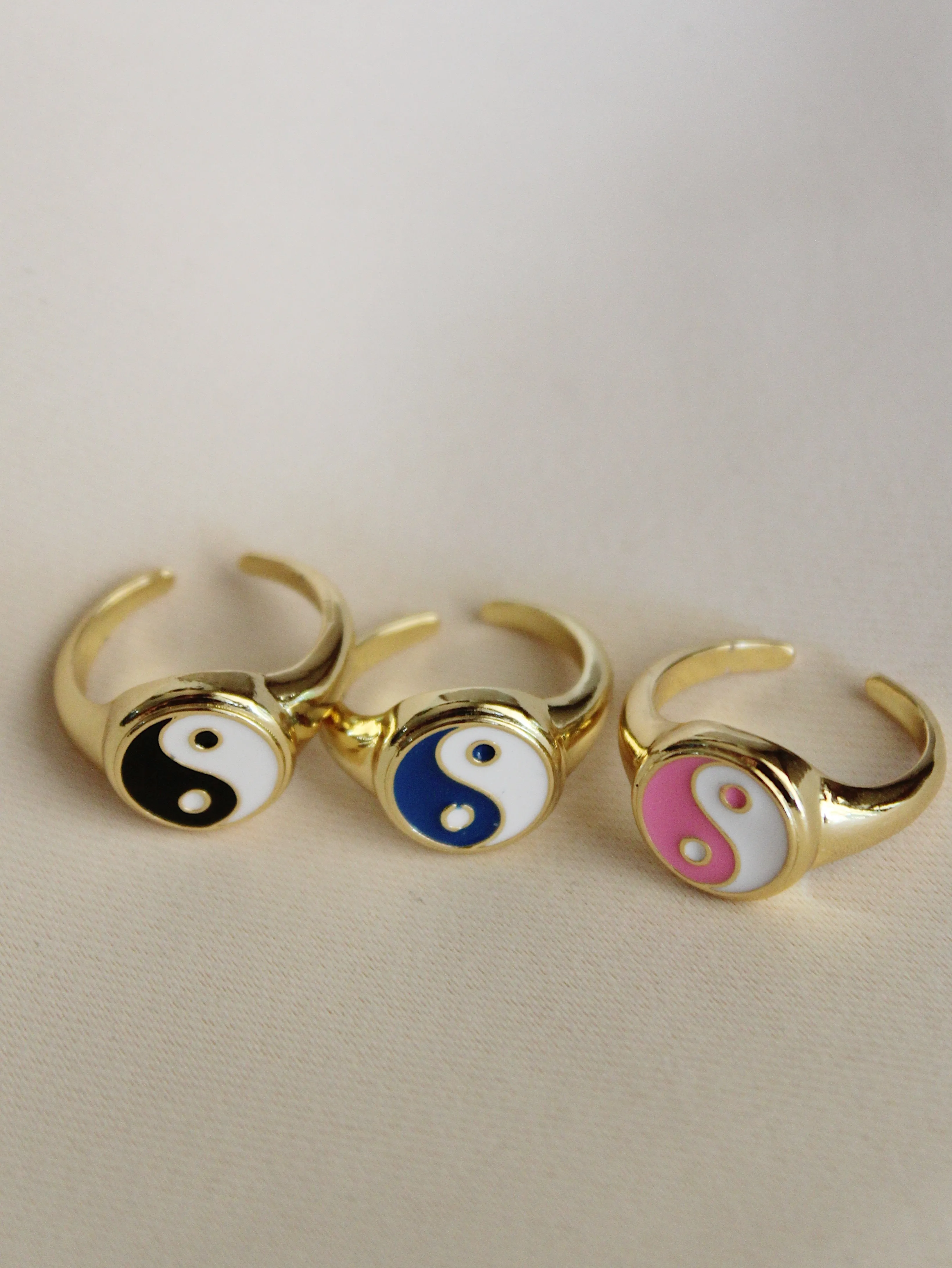 Yin Yang Enamel Rings