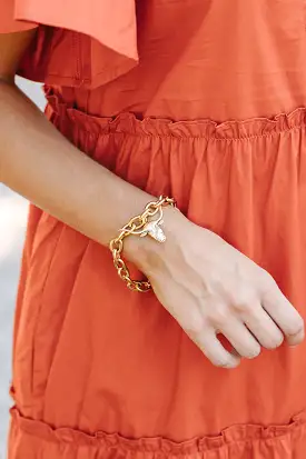 Yochi: Longhorn Mascot Gold Chain Bracelet